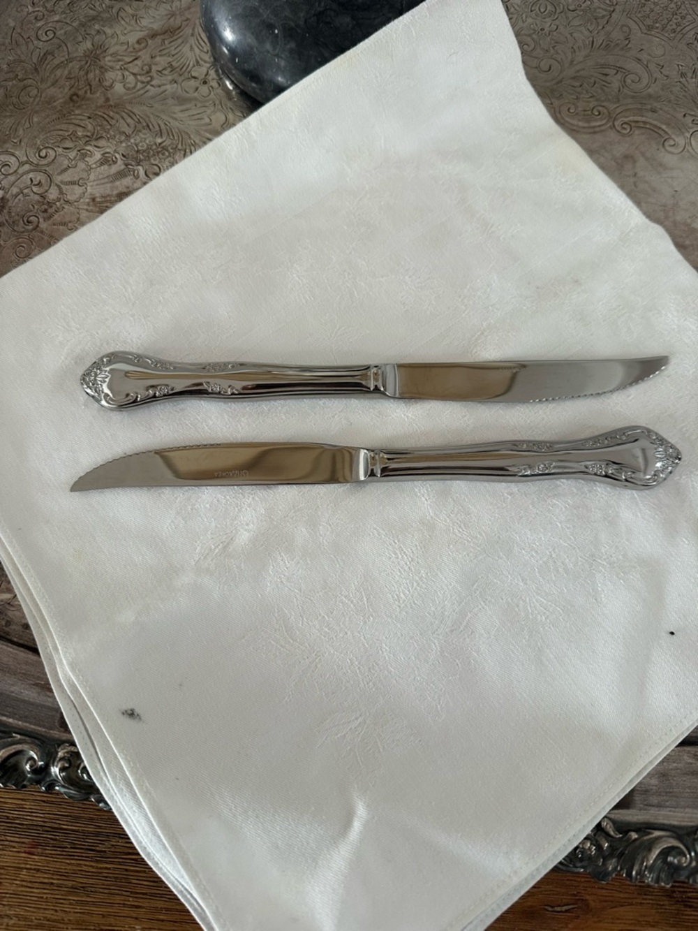 Ornate Stainless Steel Dinner Knives